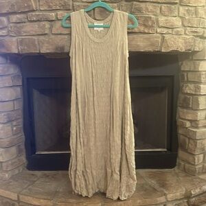 MZM Woman tan, sleeveless maxi dress. Size 1X